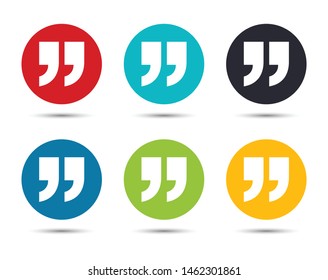 Quote icon flat round button set illustration design isolated on white background