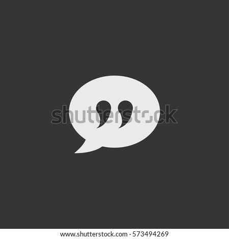 Quote icon isolated on black background