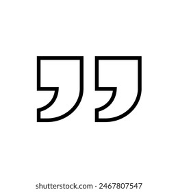Quote icon in line art style, quotation mark symbol outline, vector illustration