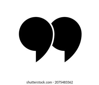 Quote Icon. Mark For Quotation, Speech And Citation. Double Comma And Inverted Double Comma. Black Symbol For Bubble, Discussion And Text. Graphic Logo For Open And End Of Chat. Vector.
