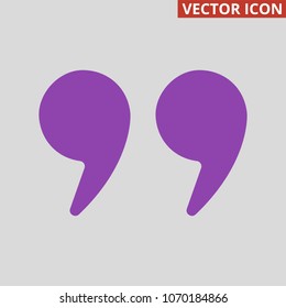 Quote icon on grey background. Vector illustration