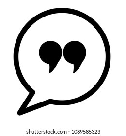 quote icon on white background. quotation mark black symbol. flat style. 