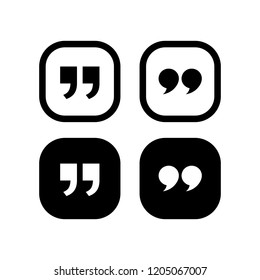 Quote Icon. Quotation Paragraph Symbol. Double Comma Mark. Bubble Dialogue Speech Sign. Vector Illustration.