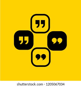 Quote icon. Quotation paragraph symbol. double comma mark. bubble dialogue speech sign. vector illustration.