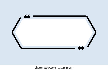 Quote icon. Quotemark outline, speech bubble, inverted commas with empty space. Frame. Vector EPS 10. Isolated on background