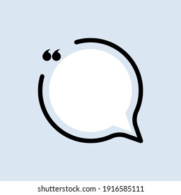 Quote icon. Quotemark outline, speech marks, inverted commas or talking mark collection. Circle shape. Vector EPS 10. Isolated on background