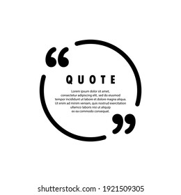 Quote icon. Quotemark outline, speech marks, inverted commas. Blank for your text. Circle shape. Vector EPS 10. Isolated on background