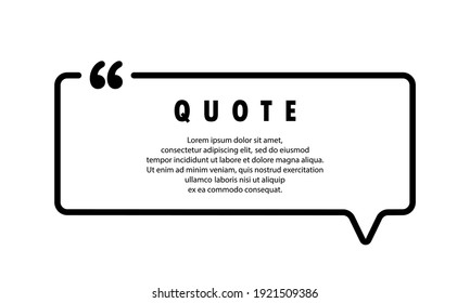 Quote icon. Quotemark outline, speech marks, inverted commas, blank space. Blank for your text. Square shape. Vector EPS 10. Isolated on background.