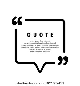 Quote icon. Quotemark outline, speech marks, inverted commas or talking mark collection. Square shape. Blank for your text. Frame. Vector EPS 10. Isolated on background