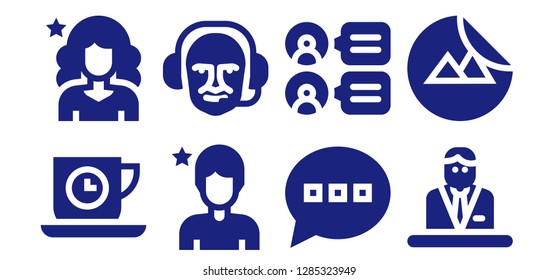  quote icon set. 8 filled quote icons. Simple modern icons about  - Tea time, Influencer, Commentator, Comment, Comments, Sticker