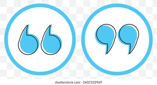 Quote icon set illustration. Blue, Red, Yellow, Orange Quotation mark sign and symbol. EPS 10.