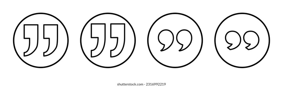 Ilustración del conjunto de iconos de cita. Signo y símbolo de la marca de cotización
