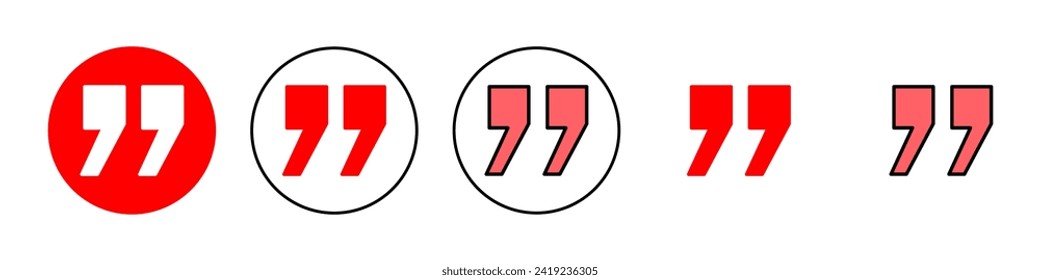 Ilustración del conjunto de iconos de cita. Signo y símbolo de la marca de cotización