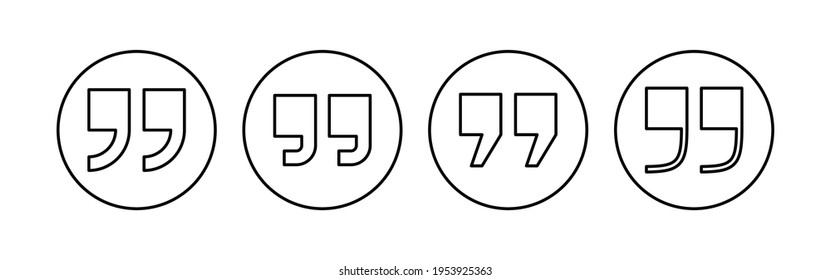 Juego de iconos de cita. Símbolo de la marca de cotización.