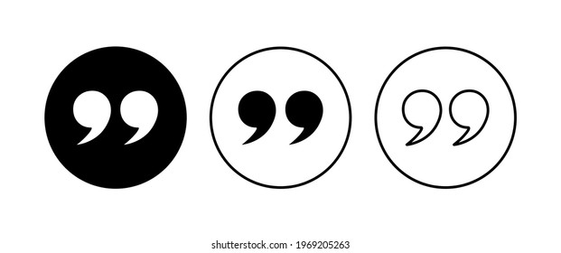 Quote icon set. Quotation mark symbol.
