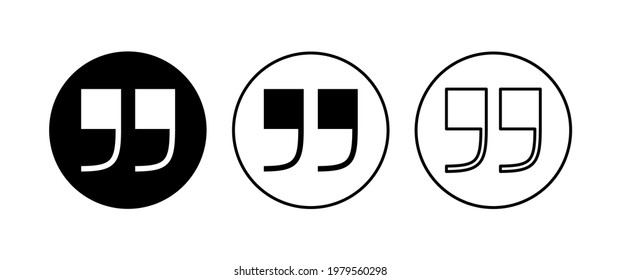 Quote icon set. Quotation mark symbol.