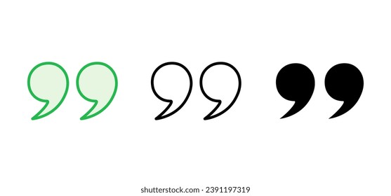 Quote icon set. Quotation mark symbol.