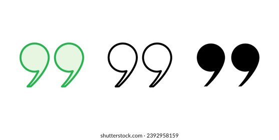 Quote icon set. Quotation mark symbol.