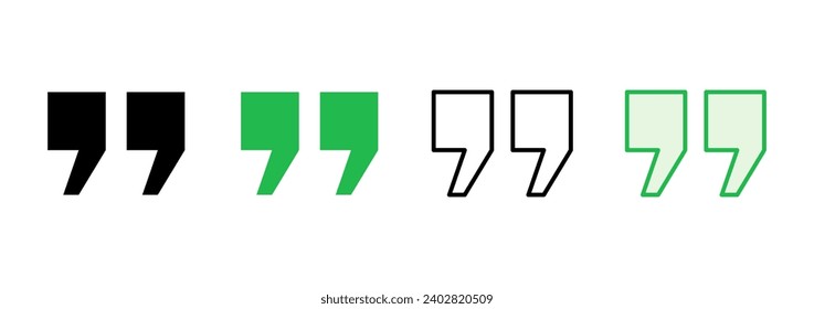 Quote icon set. Quotation mark symbol.