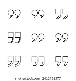 Quote icon set. Quotation mark symbol.