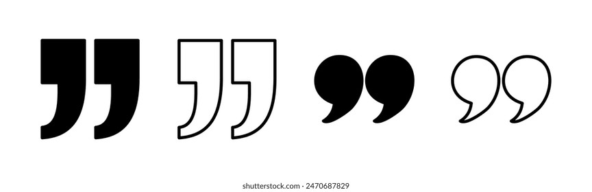 Quote icon set. Quotation mark symbol.