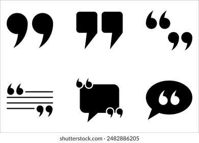 Conjunto de iconos de oferta. Signo de comillas y símbolo sobre fondo blanco