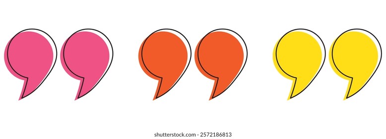 Quote icon set. Quotation mark symbol.