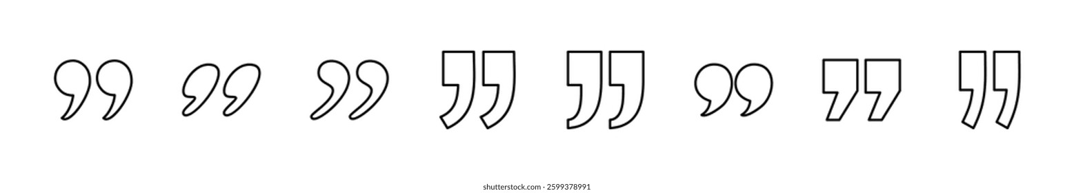 Quote icon set. Quotation mark symbol.