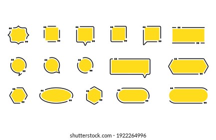 Quote icon set. Quotemark outline, speech marks, inverted commas or talking mark collection. Frame. Vector EPS 10. Isolated on background