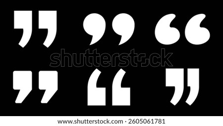 Quote icon set. Quotes vector icons set. Set of double inverted comma. quotes vector icon set in black background. Quotes, comma, icons, vector, symbols.