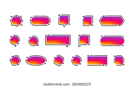 Quote icon set. Social media concept. Quotemark outline, speech marks, inverted commas or talking mark collection. Frame. Vector EPS 10. Isolated on background