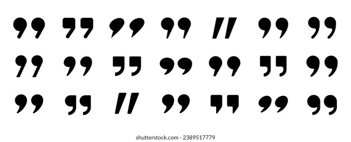 Quote icon set. Quote symbol. Quotes set. Simple quote collection vector