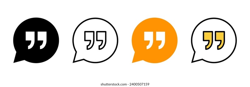 Quote icon set vector. Quotation mark sign and symbol