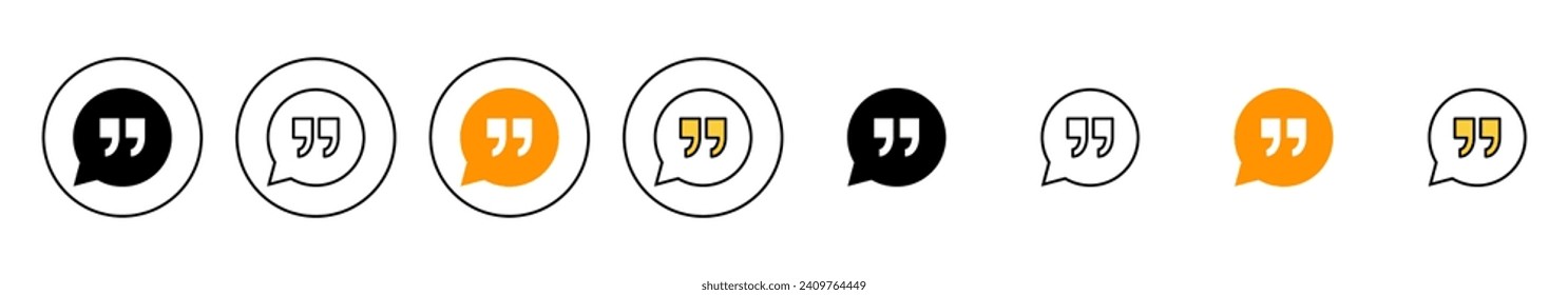 Quote icon set vector. Quotation mark sign and symbol