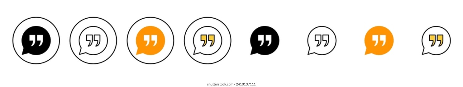 Quote icon set vector. Quotation mark sign and symbol