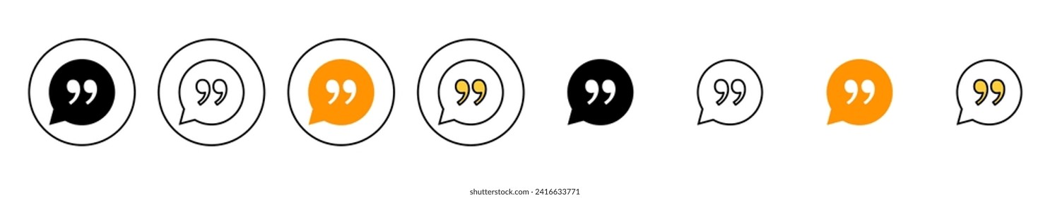 Quote icon set vector. Quotation mark sign and symbol