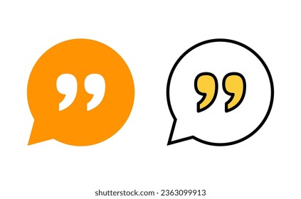 Icono de cita establecido para la aplicación web y móvil. Signo y símbolo de la marca de cotización