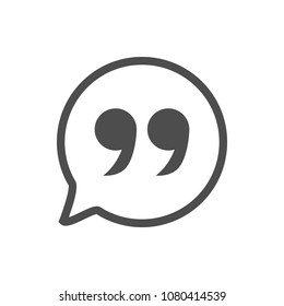 Quote icon. Speech bubble symbol. Vector illustration, flat design.