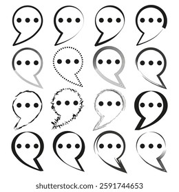 Quote icon. Speech bubble symbol. Communication sign. Vector illustration.