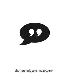 Quote icon in speech bubble vector illustration on white background.