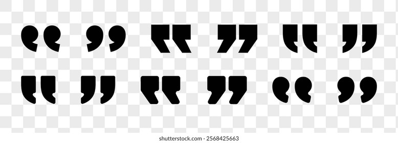 Quote icon. Vector black quote icon set. Quote Icon Object. Quote marks outline, speech marks, inverted commas or talking marks collection. Eps 10.