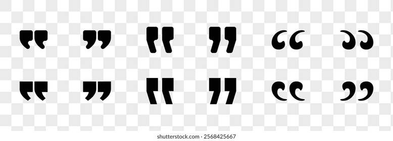 Quote icon. Vector black quote icon set. Quote Icon Object. Quote marks outline, speech marks, inverted commas or talking marks collection. Eps 10.