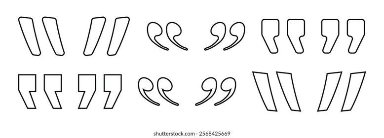 Quote icon. Vector black quote icon set. Quote Icon Object. Quote marks outline, speech marks, inverted commas or talking marks collection. Eps 10.