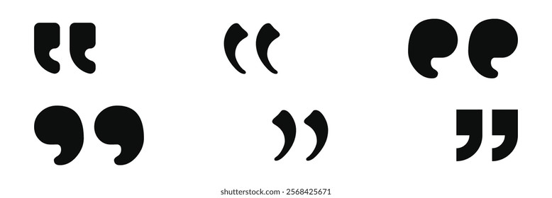 Quote icon. Vector black quote icon set. Quote Icon Object. Quote marks outline, speech marks, inverted commas or talking marks collection. Eps 10.