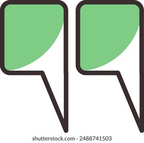 Quote Icon Vector Illustration Line Green Minimalis and Aesthetin