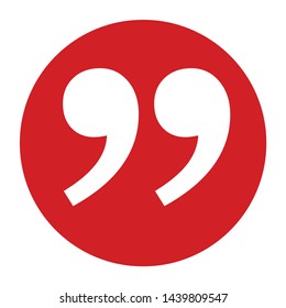 Quote icon vector isolated on flat red round button illustration