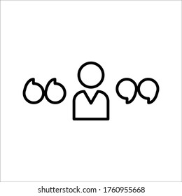 diseño de signo de vector de icono de comillas en fondo blanco