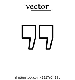 ilustración plana de diseño de signo vectorial de icono de comillas en fondo blanco.