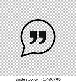 Quote icon.Quotation mark vector illustration.Quote mark in bubble chat vector