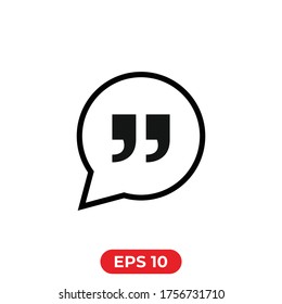 Quote icon.Quotation mark vector illustration.Quote mark in bubble chat vector